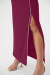 Joseph Ribkoff Scuba Crepe with Rhinestone Piping Midi Dress, Berry Pink