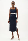 Joseph Ribkoff Woven Twill with Contrast Trim Midi Dress, Navy