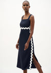 Joseph Ribkoff Woven Twill with Contrast Trim Midi Dress, Navy