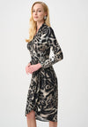 Joseph Ribkoff Animal Print Sheath Wrap Dress, Grey and Black