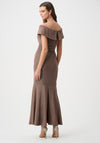 Joseph Ribkoff Sparkle Knit Off-The-Shoulder Midi Dress, Gold