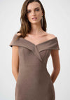 Joseph Ribkoff Sparkle Knit Off-The-Shoulder Midi Dress, Gold