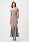 Joseph Ribkoff Sparkle Knit Off-The-Shoulder Midi Dress, Silver