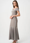 Joseph Ribkoff Sparkle Knit Off-The-Shoulder Midi Dress, Silver