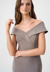 Joseph Ribkoff Sparkle Knit Off-The-Shoulder Midi Dress, Silver