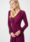Joseph Ribkoff Silky Knit with Fringe Midi Dress, Berry Pink