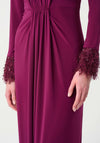 Joseph Ribkoff Silky Knit with Fringe Midi Dress, Berry Pink