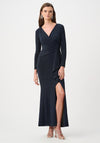 Joseph Ribkoff Sparkle Knit Wrap Gown, Navy