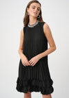 Joseph Ribkoff Pleated Embellished A-Line Midi Dress, Black