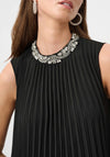 Joseph Ribkoff Pleated Embellished A-Line Midi Dress, Black