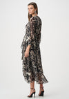 Joseph Ribkoff Chiffon Printed Wrap Midi Dress, Grey and Black