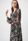 Joseph Ribkoff Chiffon Printed Wrap Midi Dress, Grey and Black