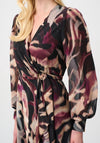 Joseph Ribkoff Chiffon Printed Wrap Midi Dress, Black Multi