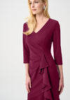 Joseph Ribkoff Scuba Chiffon Trumpet Dress, Berry Pink