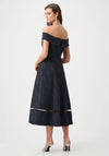 Joseph Ribkoff Foil Textured Jacquard Off-The-Shoulder Midi Dress, Navy