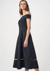 Joseph Ribkoff Foil Textured Jacquard Off-The-Shoulder Midi Dress, Navy