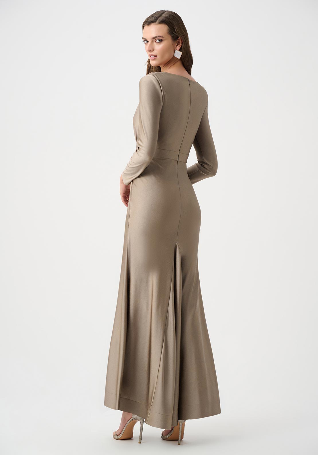 Joseph Ribkoff Long Sleeved Wrap Midi Dress, Beige - McElhinneys