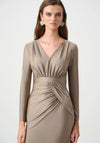 Joseph Ribkoff Long Sleeved Wrap Midi Dress, Beige