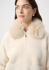 Joseph Ribkoff Detachable Faux Fur Collar Jacket, Cream