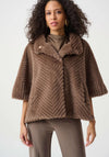 Joseph Ribkoff Faux Fur Cape-Style Jacket, Brown