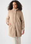 Joseph Ribkoff Textured Faux Fur with Mock Neck Coat, Taupe
