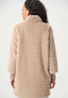 Joseph Ribkoff Textured Faux Fur with Mock Neck Coat, Taupe