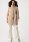 Joseph Ribkoff Textured Faux Fur with Mock Neck Coat, Taupe