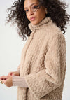 Joseph Ribkoff Textured Faux Fur with Mock Neck Coat, Taupe