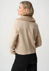 Joseph Ribkoff Faux Suede with Faux Fur Collar Jacket, Light Beige