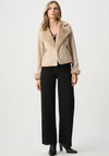 Joseph Ribkoff Faux Suede with Faux Fur Collar Jacket, Light Beige