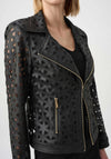 Joseph Ribkoff Faux Suede and Mesh Cropped Jacket, Black