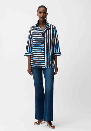 Joseph Ribkoff Jacquard Stripe Print Jacket, Black Multi