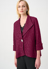 Joseph Ribkoff Textured Jacquard Lapel Collar Jacket, Berry Pink
