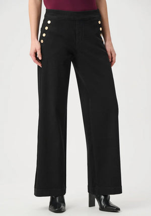 Joseph Ribkoff Classic Wide Leg with Button Detail Jeans, Black