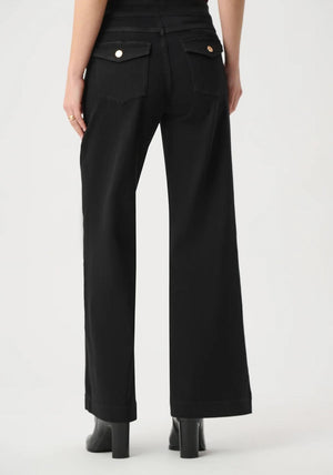 Joseph Ribkoff Classic Wide Leg with Button Detail Jeans, Black