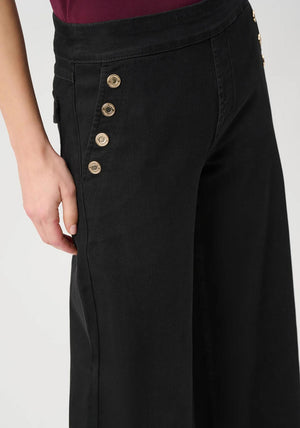 Joseph Ribkoff Classic Wide Leg with Button Detail Jeans, Black