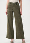 Joseph Ribkoff Featherweave Denim Wide Leg with Rhinestones Jeans, Avocado Green