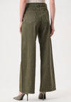 Joseph Ribkoff Featherweave Denim Wide Leg with Rhinestones Jeans, Avocado Green
