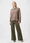 Joseph Ribkoff Featherweave Denim Wide Leg with Rhinestones Jeans, Avocado Green