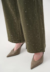Joseph Ribkoff Featherweave Denim Wide Leg with Rhinestones Jeans, Avocado Green
