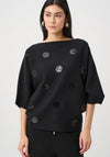 Joseph Ribkoff Boxy Embroidered Sweater, Black