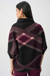 Joseph Ribkoff Plaid Funnell-Neck Sweater, Wine Multi