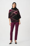 Joseph Ribkoff Plaid Funnell-Neck Sweater, Wine Multi