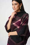 Joseph Ribkoff Plaid Funnell-Neck Sweater, Wine Multi