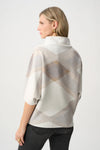 Joseph Ribkoff Plaid Funnel-Neck Sweater, Off-White Multi