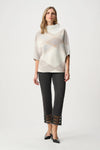 Joseph Ribkoff Plaid Funnel-Neck Sweater, Off-White Multi
