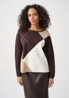 Joseph Ribkoff Argyle Pattern Crewneck Jumper, Brown Multi