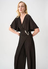 Joseph Ribkoff Sparkle Knit Wide Leg Jumpsuit, Brown
