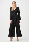 Joseph Ribkoff Chiffon Wide Leg Wrap Jumpsuit, Black