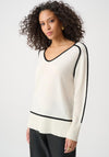 Joseph Ribkoff Contrast-Trim Knitted Sweater, Cream and Black